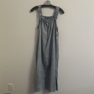 Grade & Gather Blue Ruffle Strap Midi Dress NWT Women’s Size Small